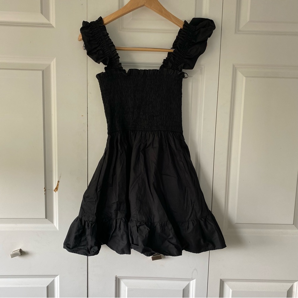 Black Ruffled Mini Dress - Picture 2 of 4
